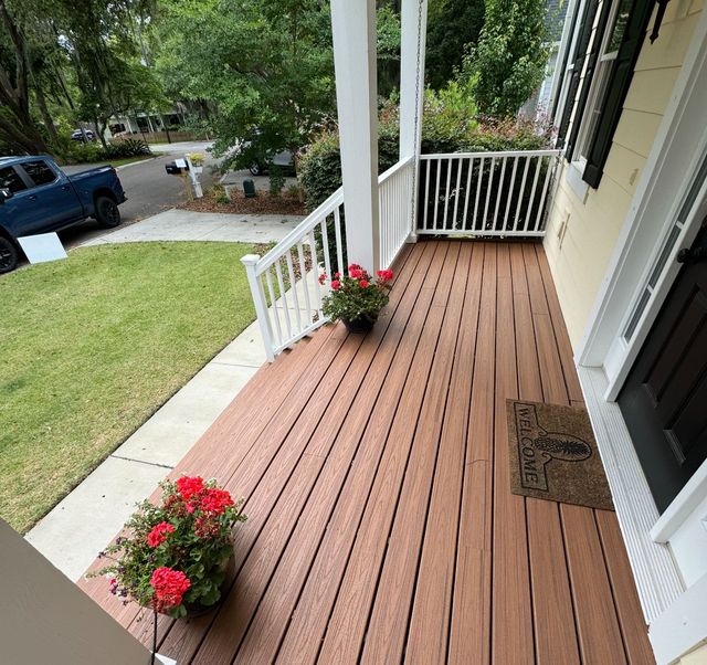 Composite front porch with planters